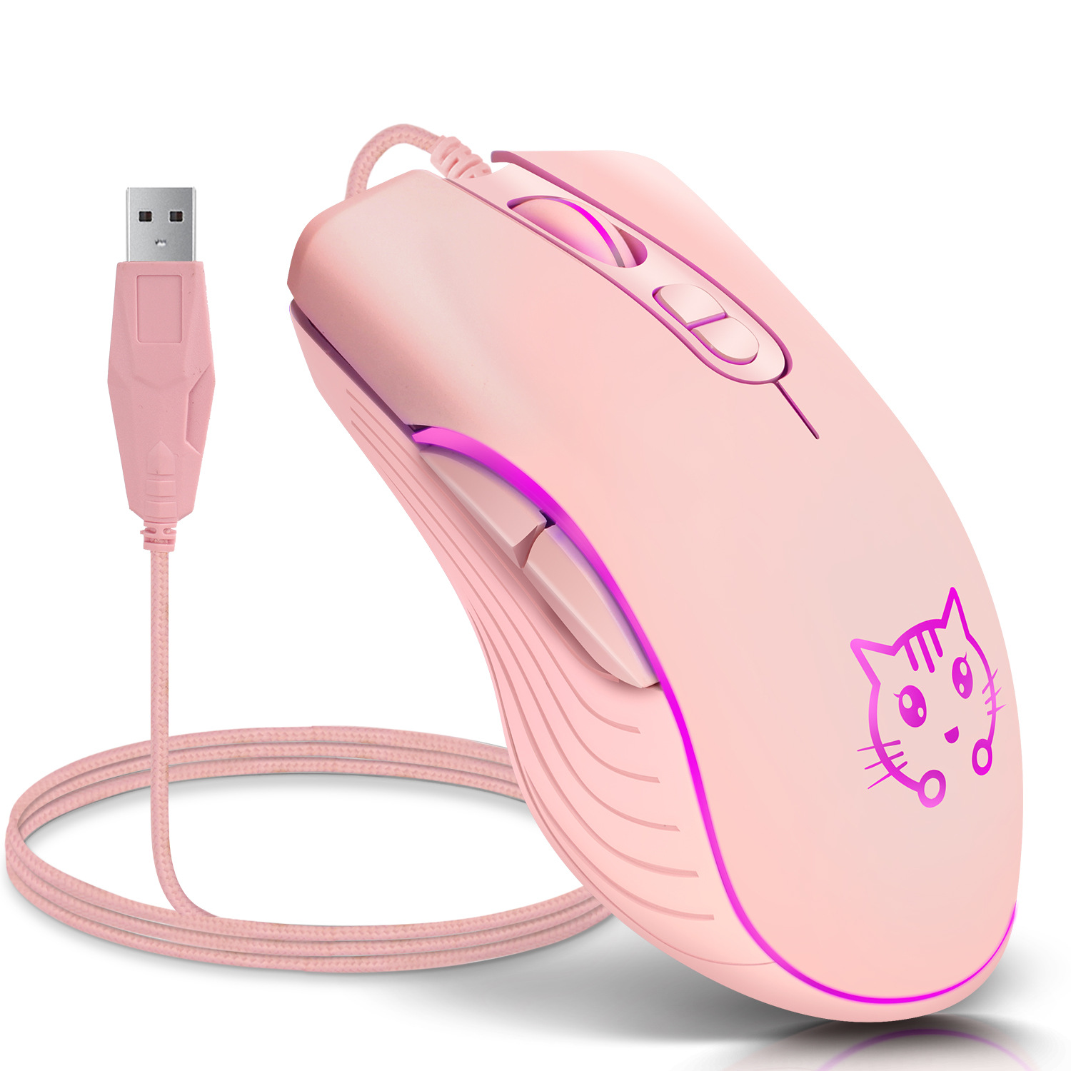 Esports Gaming Maus - Przewodowa mysz USB do gier różowa