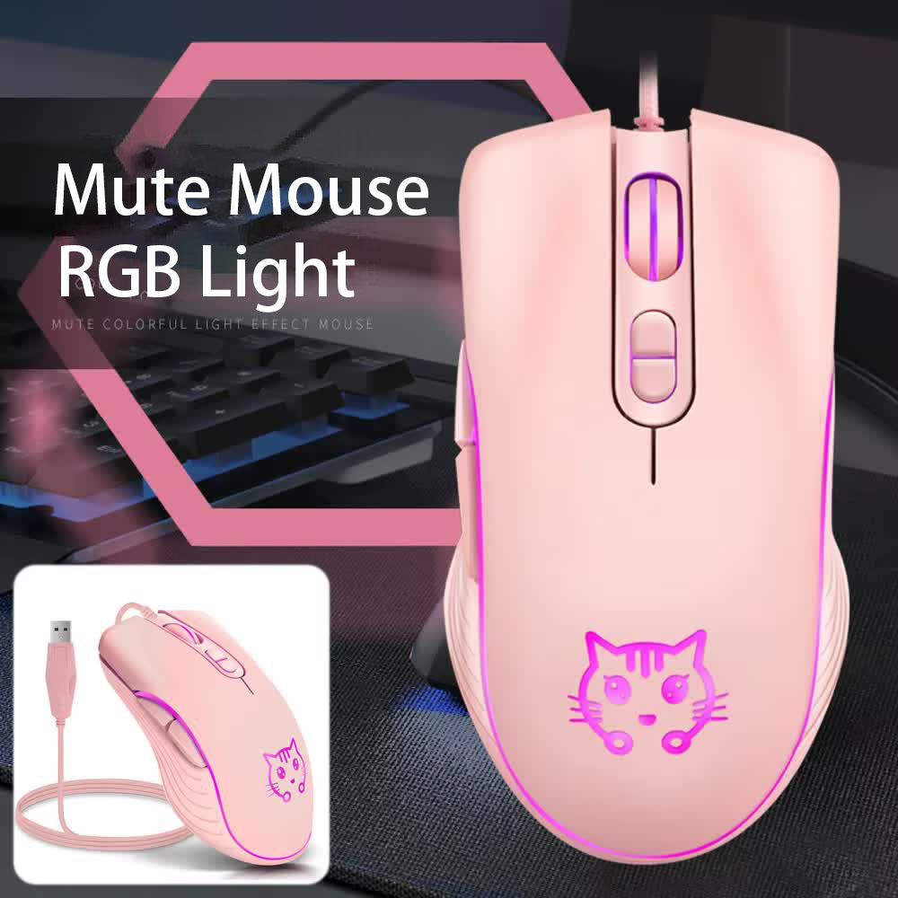 Esports Gaming Maus - Przewodowa mysz USB do gier różowa
