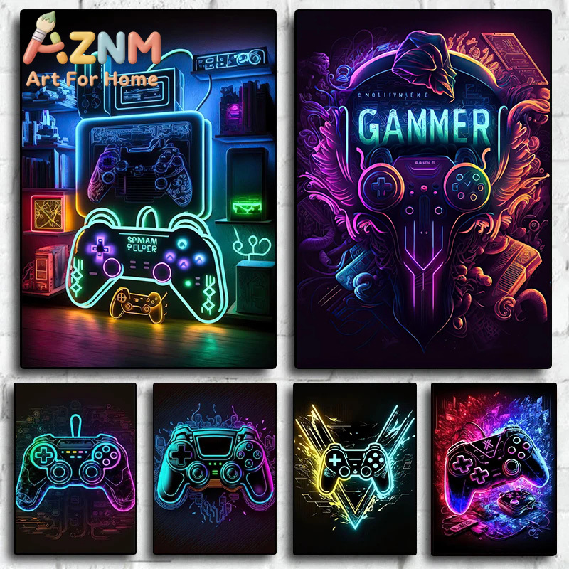 Esports Gaming - Nowoczesny neonowy pop-artowy plakat gamingowy, kolorowy