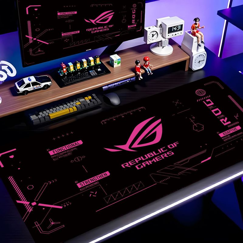 Esports Gaming Logos - VIKAMA Czarno-Różowa Mata na Biurko ROG