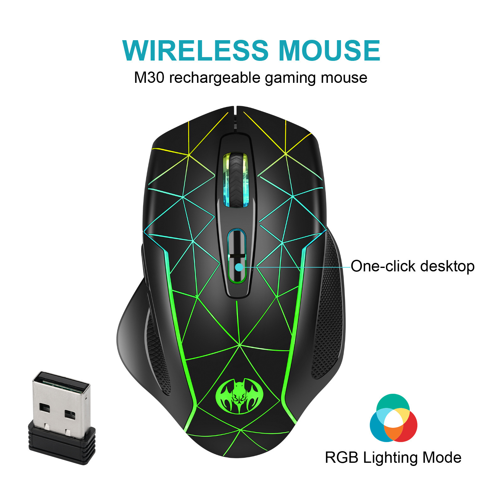 Esports Gaming Maus - Bezprzewodowe ładowanie RGB efekt świetlny mysz